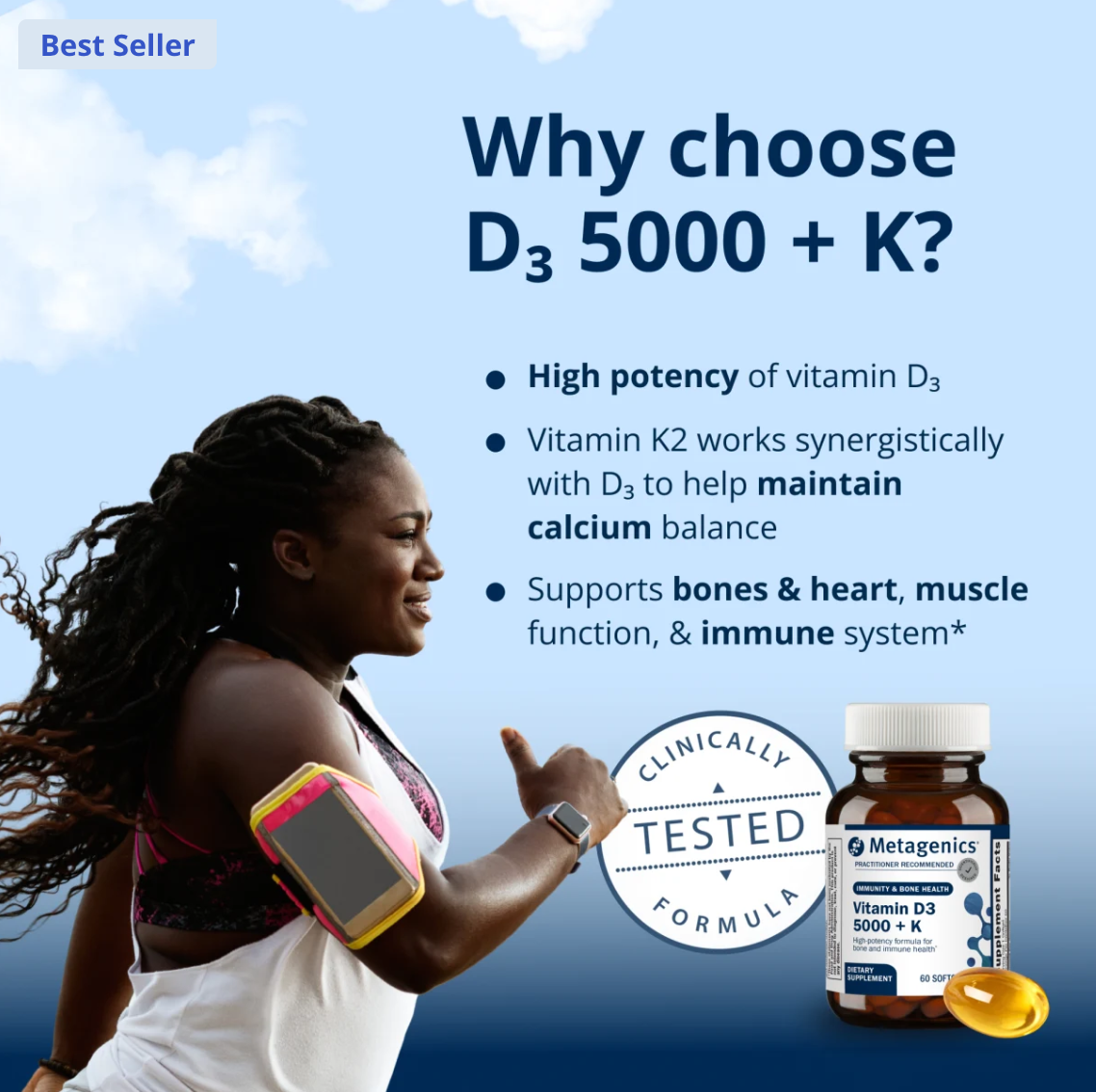 Metagenics Vitamin D3 5000 IU 骨骼與免疫支援配方 (60 粒)